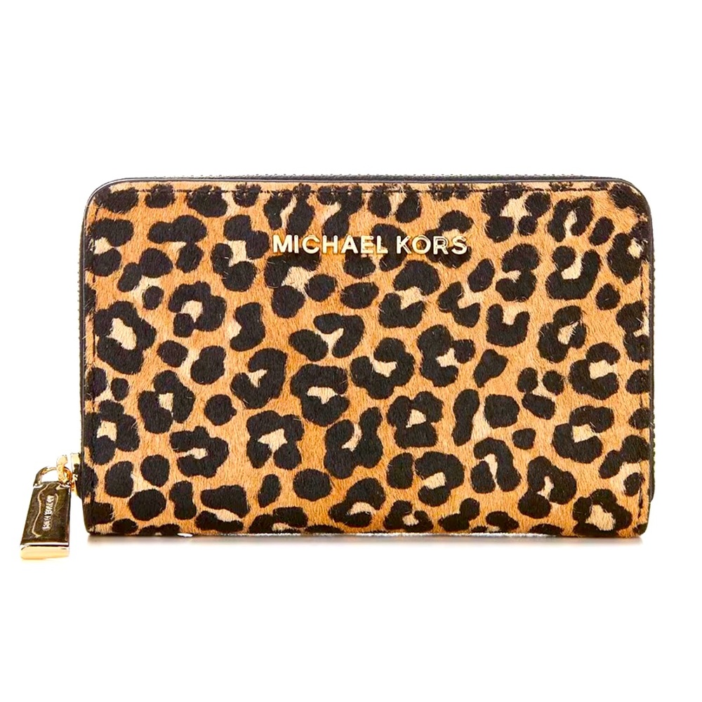 MICHAEL KORS LEOPARD PRINT SMALL CARD CASE WALLET